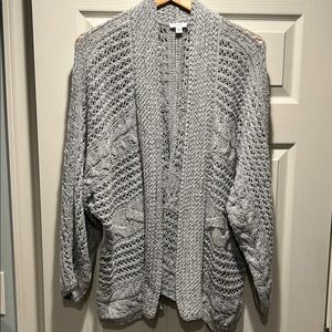 Pure Jill Gray Open-Knit Women's Cardigan